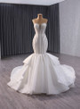 White Mermaid Sequins Beading Strapless Wedding Dress