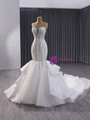 White Mermaid Sequins Beading Strapless Wedding Dress