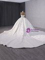 White Ball Gown Satin Strapless Sequins Beading Wedding Dress