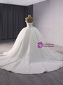 White Sequins Strapless Pearls Wedding Dress