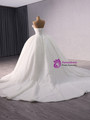 White Sequins Strapless Pearls Wedding Dress