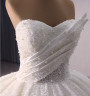 White Sequins Strapless Pearls Wedding Dress