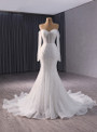 White Mermaid Sequins Long Sleeve Beading Wedding Dress