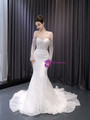 White Mermaid Sequins Long Sleeve Beading Wedding Dress