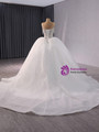 White Ball Gown Tulle Beading Wedding Dress