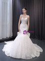 White Mermaid Sequins Strapless Wedding Dress 