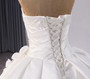 White Satin Tulle Pleats Beading Wedding Dress With Train