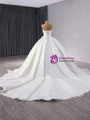White Satin Tulle Pleats Beading Wedding Dress With Train