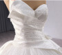 White Satin Tulle Pleats Beading Wedding Dress With Train
