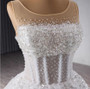 White See Though Neck Tulle Beading Sequins Pearls Wedding Dress