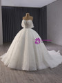 White Tulle Sequins Beading Off the Shoulder Wedding Dress