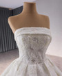 Vintage Ball Gown Strapless Lace Pearls Wedding Dress