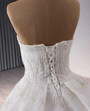 Vintage Ball Gown Strapless Lace Pearls Wedding Dress