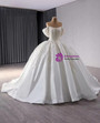 White Satin Sequins Pearls Wedding Dress