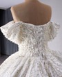 White Satin Sequins Pearls Wedding Dress