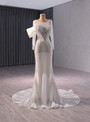 White Mermaid Long Sleeve Beading Sequins Wedding Dress