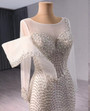 White Mermaid Long Sleeve Beading Sequins Wedding Dress