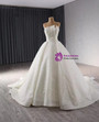 White Tulle Sequins Strapless Wedding Dress 
