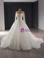 White Ball Gown Sequins Long Sleeve Wedding Dress