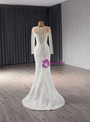 White Ball Gown Sequins Long Sleeve Wedding Dress