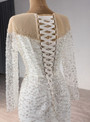 White Ball Gown Sequins Long Sleeve Wedding Dress