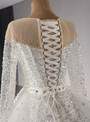 White Ball Gown Sequins Long Sleeve Wedding Dress