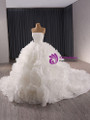 Ball Gown White Tulle 3D Flower Wedding Dress