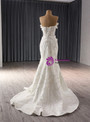 White Mermaid Tulle Strapless Beading Wedding Dress 