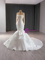 White Mermaid Satin Long Sleeve Sequins Beading Wedding Dress