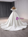 White Satin Lace Off the Shoulder Wedding Dress