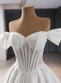 White Satin Lace Off the Shoulder Wedding Dress