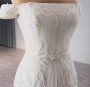 White Mermaid Tulle Pleats Beading Wedding Dress
