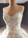 White Strapless Tiers Beading Wedding Dress