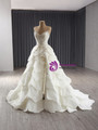 White Strapless Tiers Beading Wedding Dress