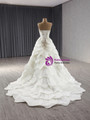 White Strapless Tiers Beading Wedding Dress