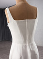 White Straps Wedding Dress With Detachable Train