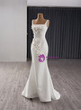White Straps Wedding Dress With Detachable Train