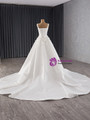 White Straps Wedding Dress With Detachable Train