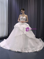 White Tulle Strapless Lace Appliques Wedding Dress