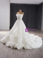 Vintage White Tulle Pleats Strapless Pleats Wedding Dress