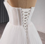 Vintage White Tulle Pleats Strapless Pleats Wedding Dress