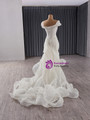 White Mermaid Tulle Pleats Bading Wedding Dress