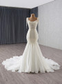 Sexy White Mermaid Tulle Pearls Wedding Dress