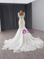 Sexy White Mermaid Tulle Pearls Wedding Dress