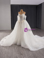 White Sequins Strapless Pearls Wedding Dress
