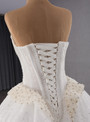 White Sequins Strapless Pearls Wedding Dress