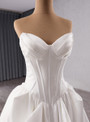 Simple White Satin Strapless Wedding Dress