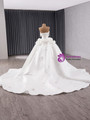Vintage White Satin Off the Shoulder Beading 3D Flower Wedding Dress