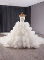 White Tulle Strapless 3D Flower Wedding Dress