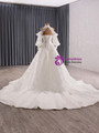 Fashion White Lace Strapless Wedding Dress With Detachable Sleeve